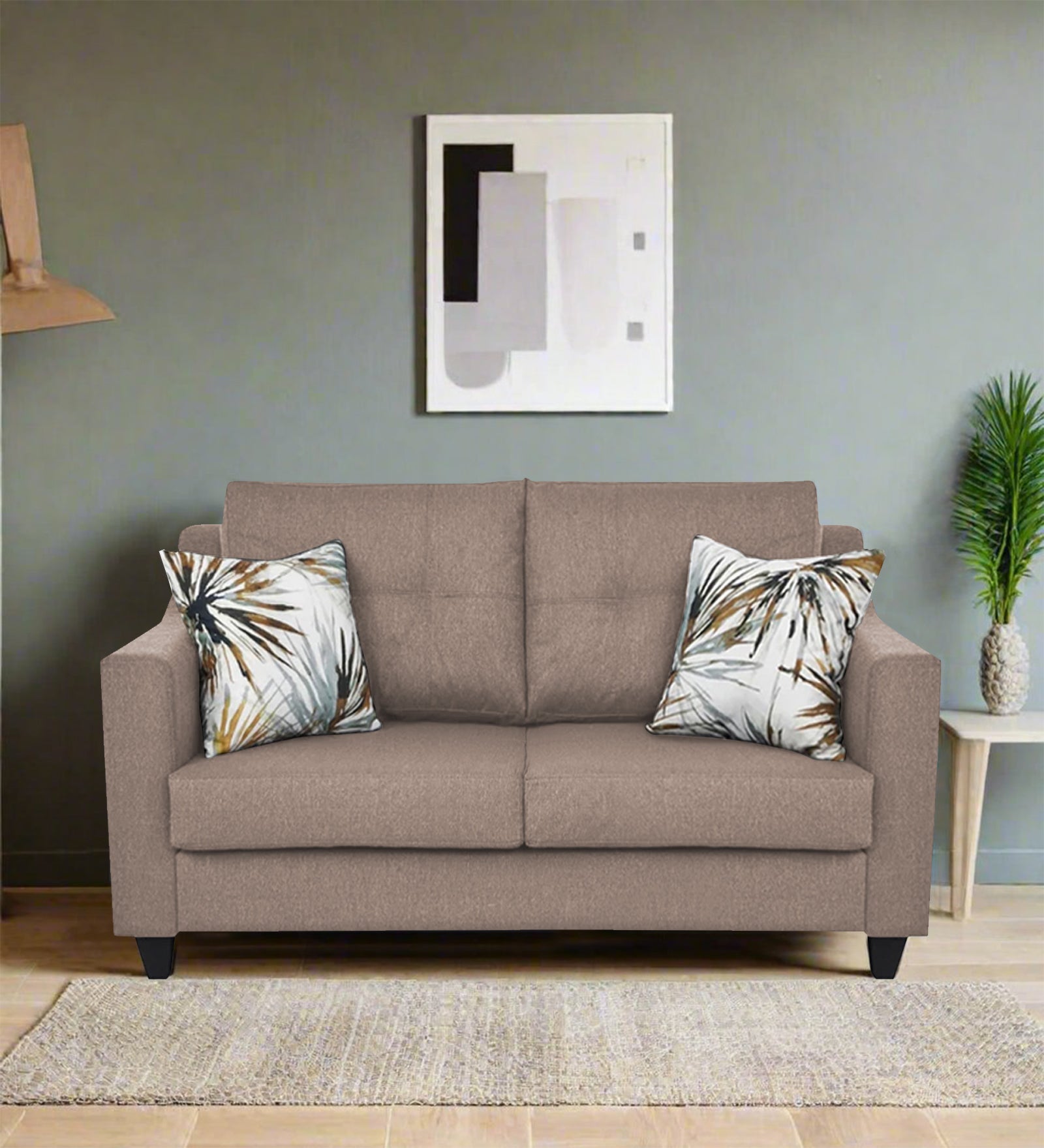 Welly Fabric 2 Seater Sofa In Kadhi Beige Colour - Febonic Living