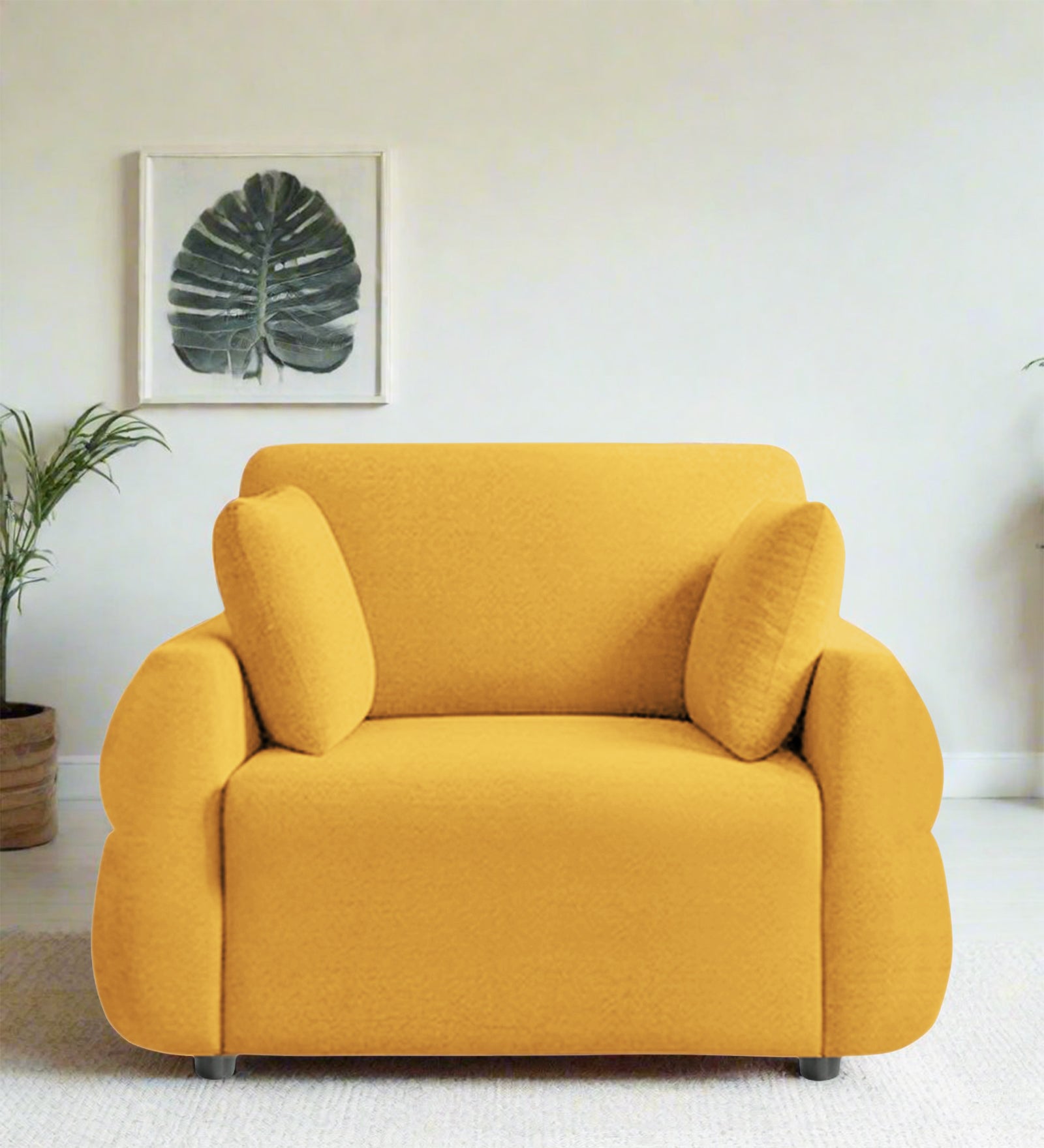 Jack Fabric 1 Seater Sofa In Bold Yellow Colour - Febonic Living