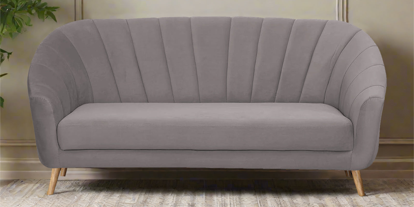Kaylee Velvet 3 Seater Sofa In Pearl Grey Colour - Febonic Living