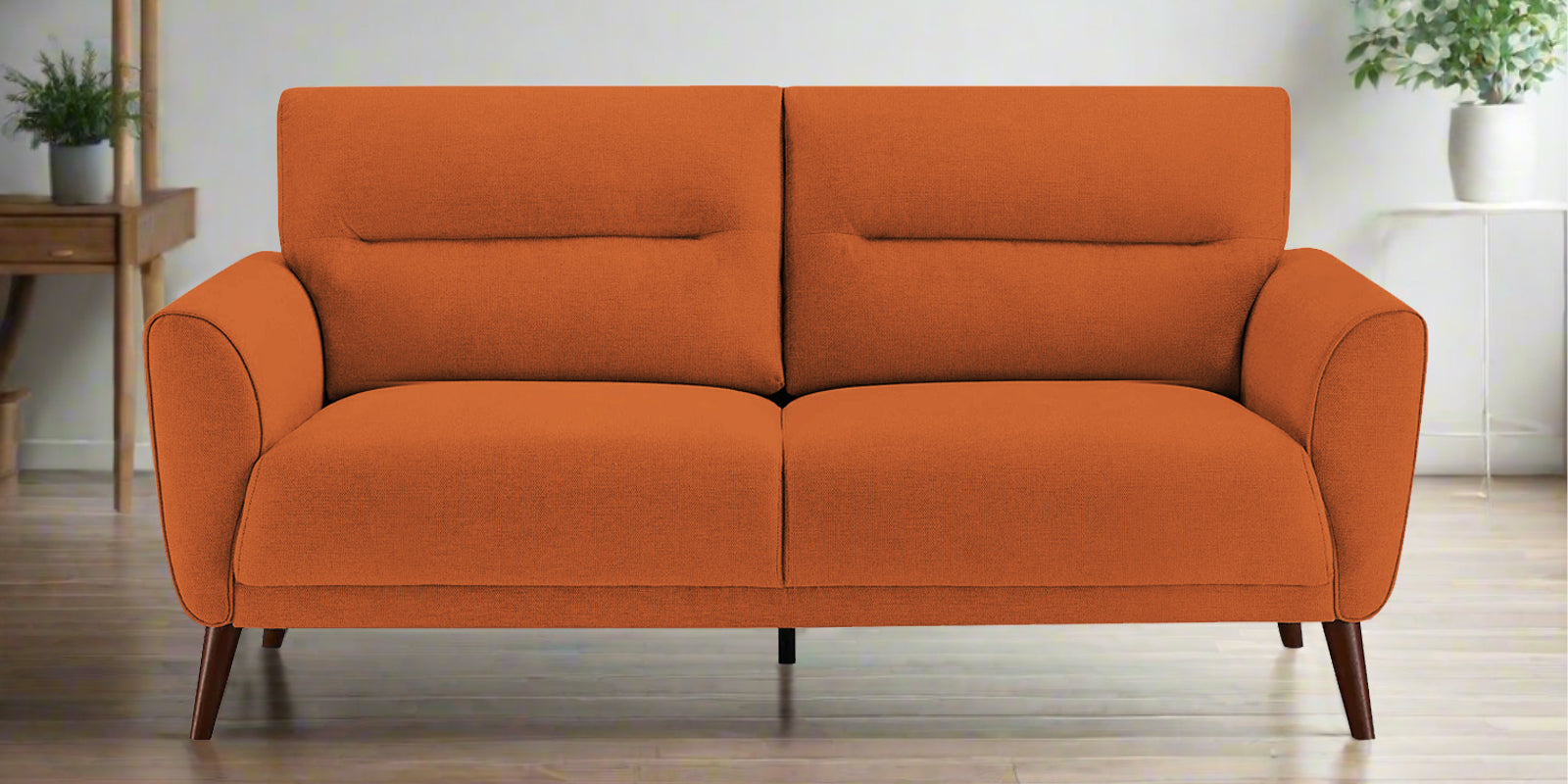 Castro Fabric 2 Seater Sofa In Vivid Orange Colour - Febonic Living