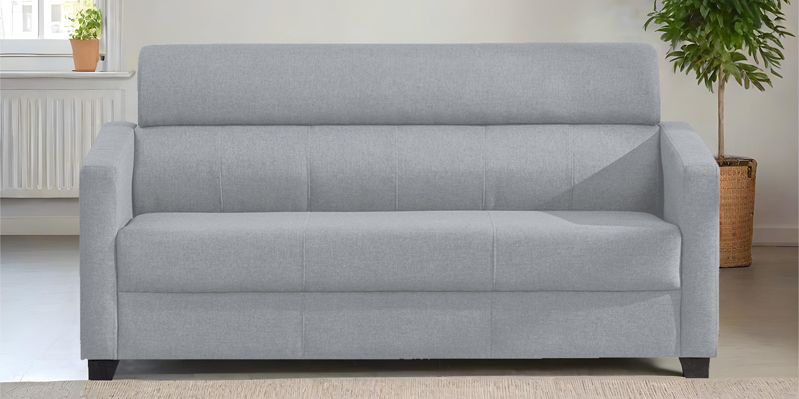 Devo Fabric 3 Seater Sofa In Coin Grey Colour - Febonic Living