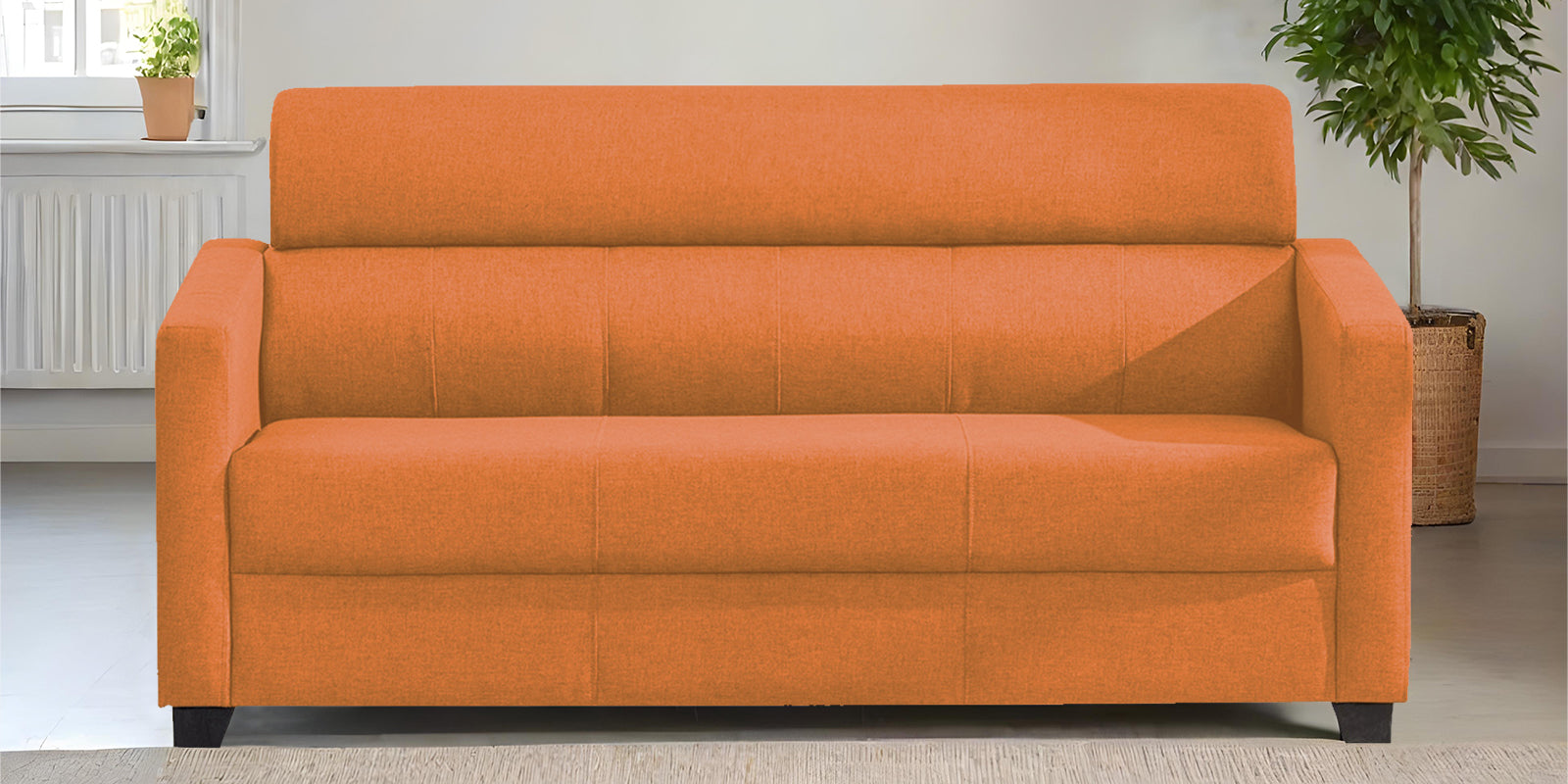 Devo Fabric 3 Seater Sofa In Dark Orange Colour - Febonic Living