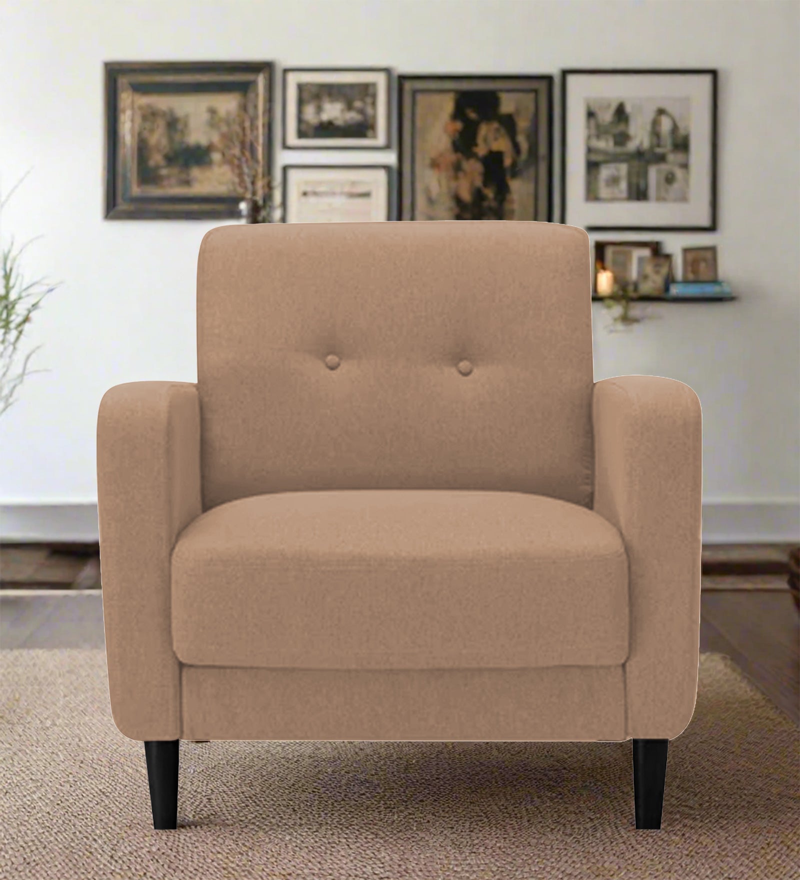 Marq Fabric 1 Seater Sofa In Cosmic Beige Colour - Febonic Living