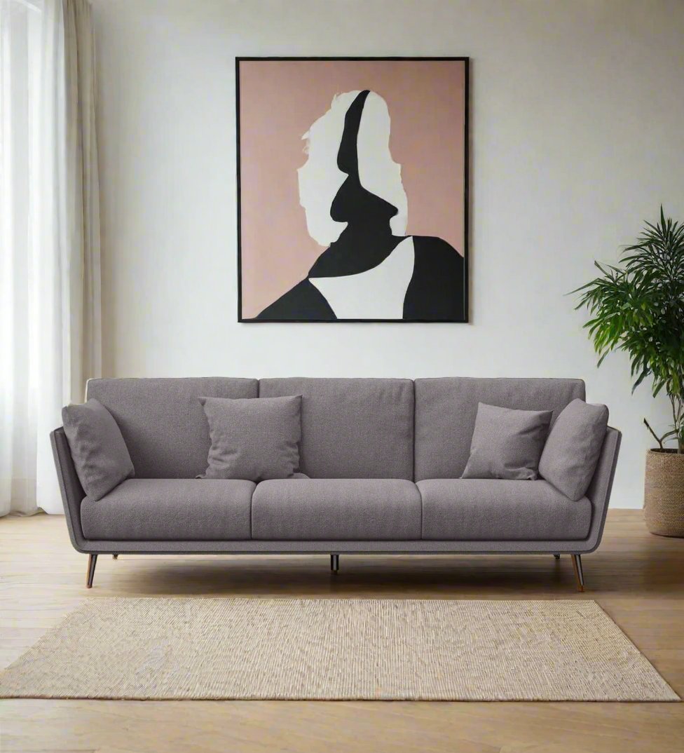 Logu Fabric 3 Seater Sofa In Charcoal Grey Colour - Febonic Living