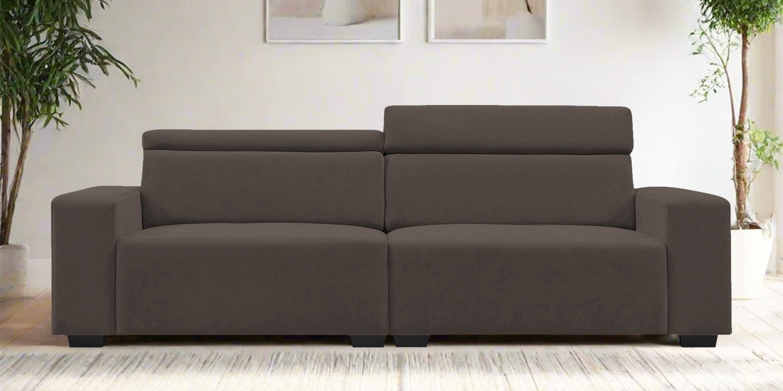 Hiro Fabric 3 Seater Sofa In Lito Brown Colour - Febonic Living
