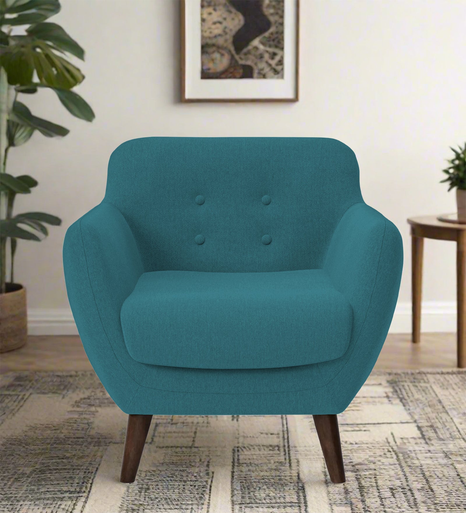 Goofy Fabric 1 Seater Sofa In Water Blue Colour - Febonic Living