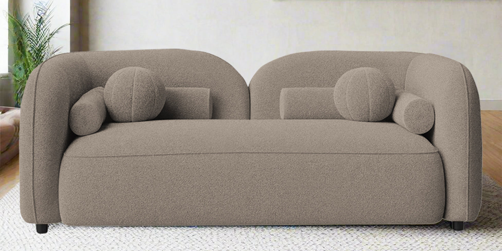 Corny Boucle Fabric 2 Seater Sofa In Macy Grey Colour - Febonic Living