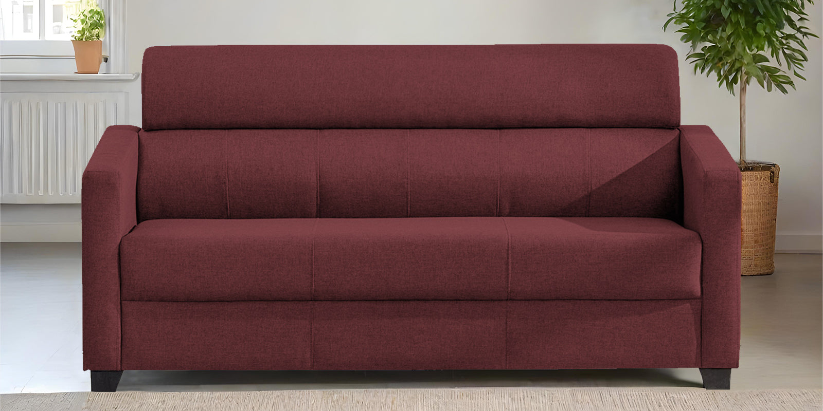 Devo Fabric 3 Seater Sofa In Blaze Red Colour - Febonic Living