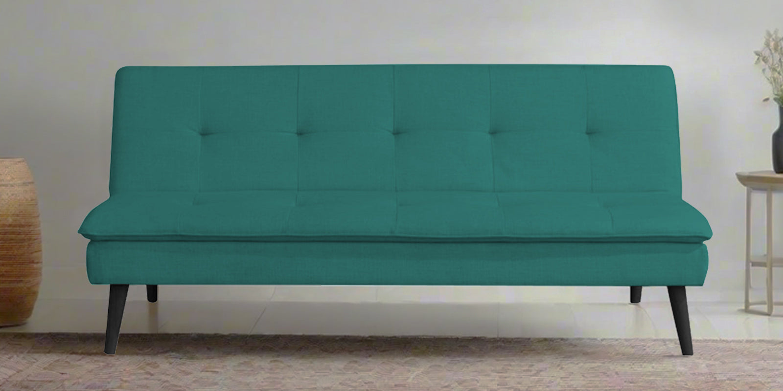 Toner Fabric 3 Seater Convertible Sofa Cum Bed In Sea Green Colour - Febonic Living