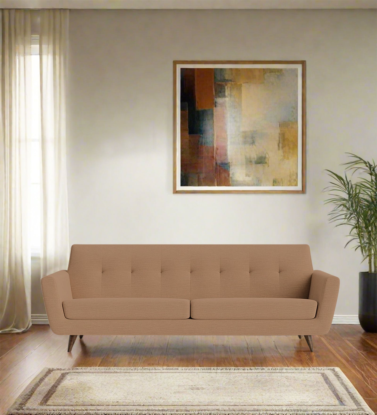 Jasmin Fabric 3 Seater Sofa In Cosmic Beige Colour - Febonic Living