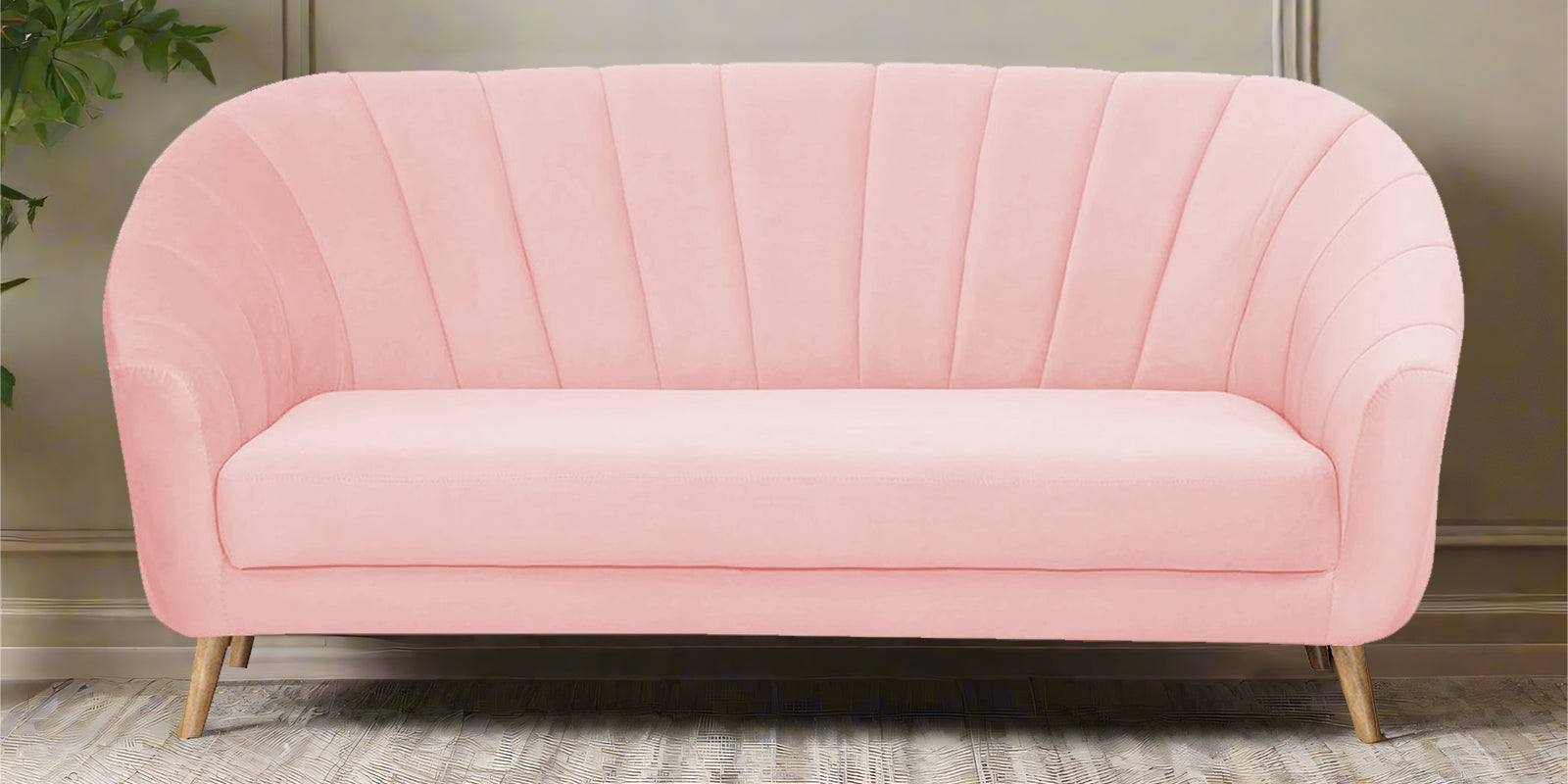 Kaylee Velvet 3 Seater Sofa In Millennial Pink Colour - Febonic Living