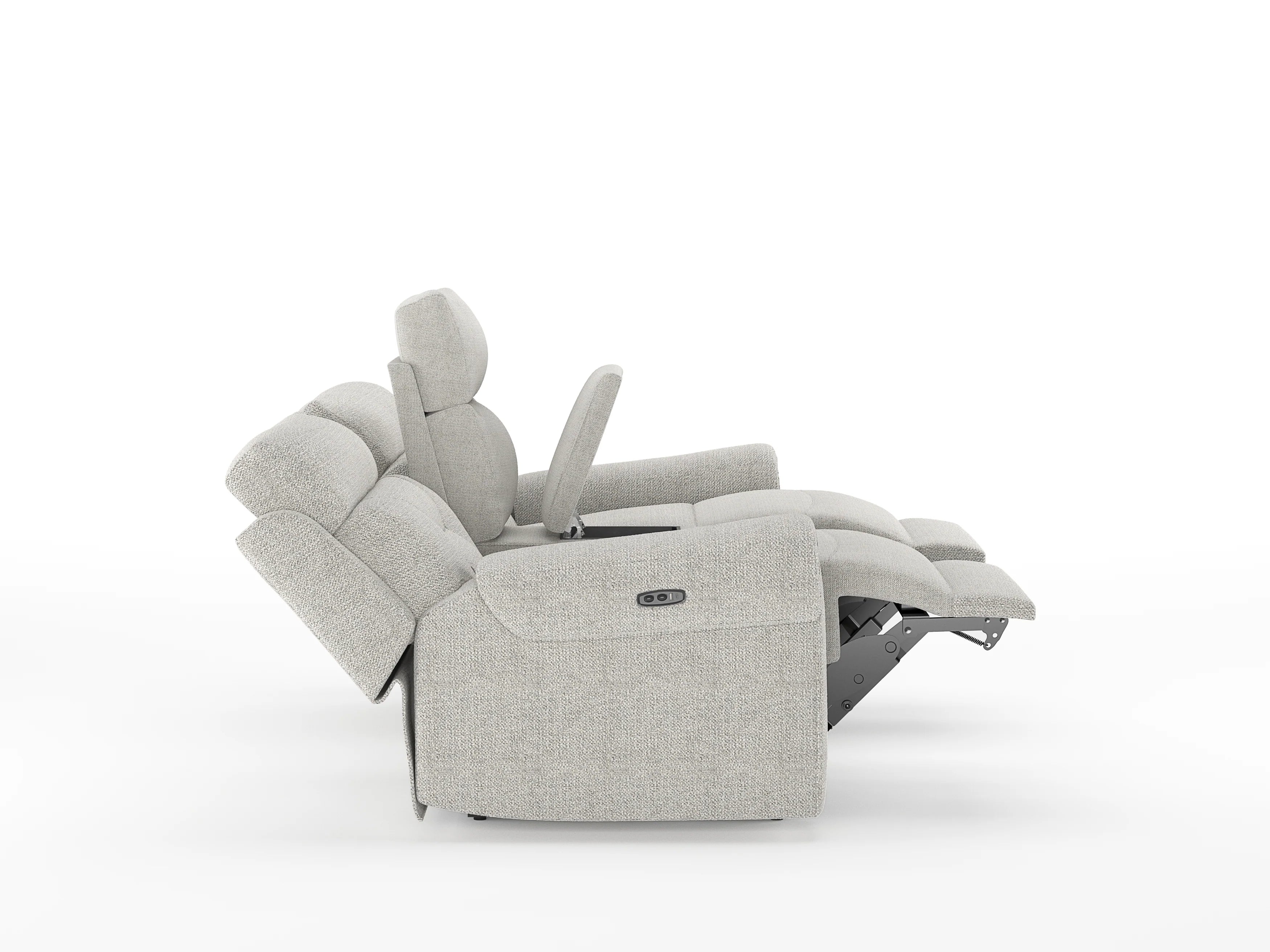 Alpeno Fabric 2 Seater Motorized Recliner In Bone Beige Colour