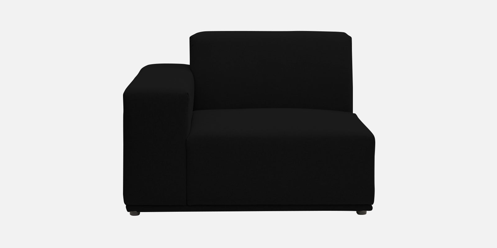 Adam Fabric RHS Sectional Sofa (3+Ottoman Lounger) In Zed Black Colour - Febonic Living