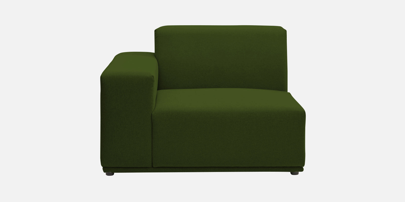 Adam Fabric RHS Sectional Sofa (3+Ottoman Lounger) In Olive Green Colour - Febonic Living