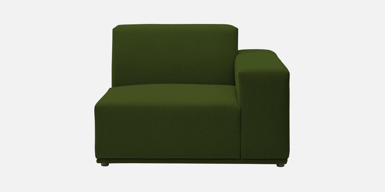 Adam Fabric LHS Sectional Sofa (3+Ottoman Lounger) In Olive Green Colour - Febonic Living