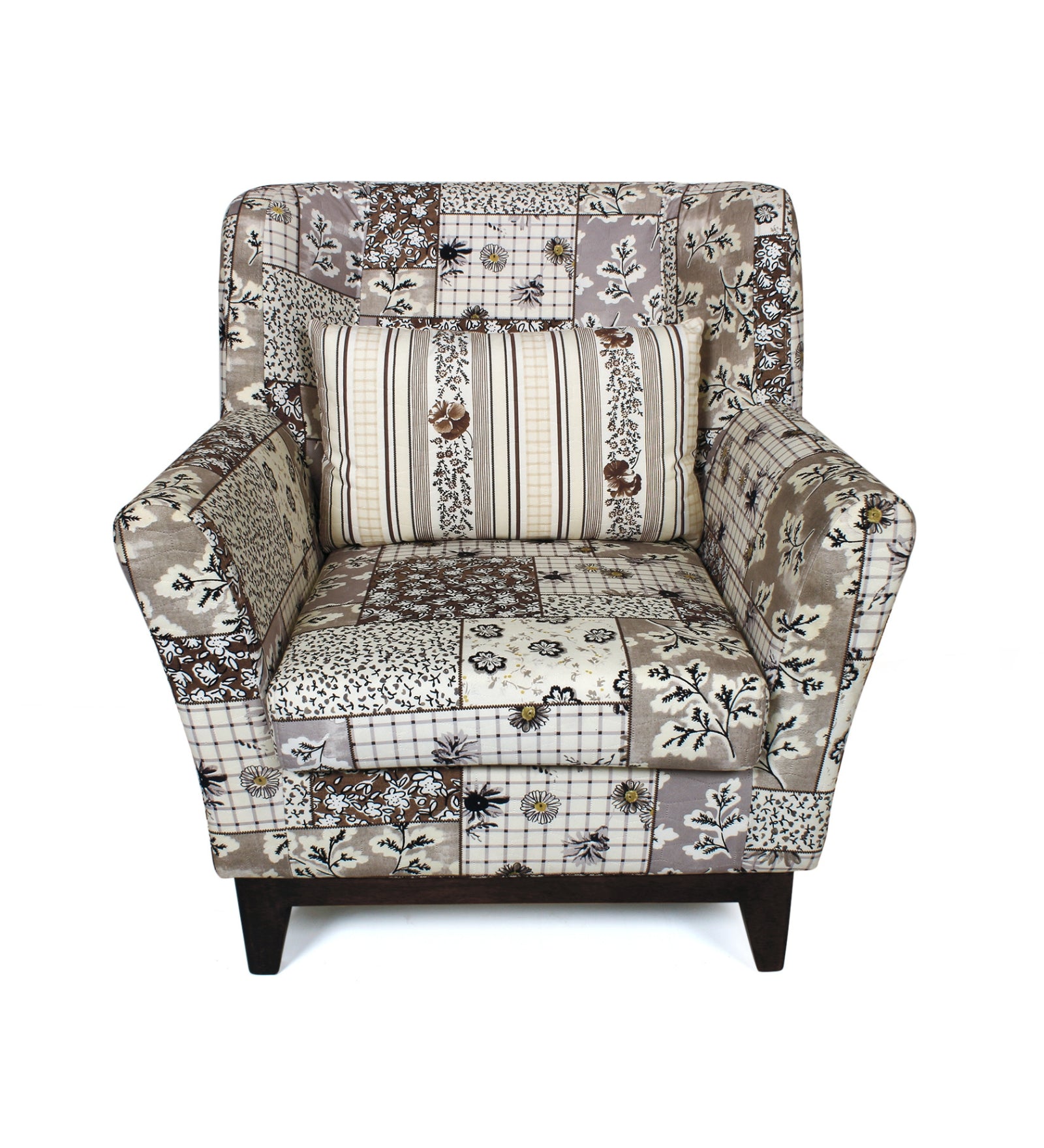 Mora Floral Print Fabric Arm Chair In Multi Colour - Febonic Living