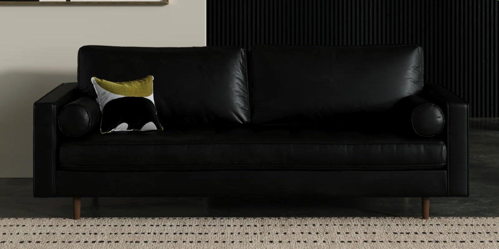 Sunny Leatherette 3 Seater Sofa in Black Finish