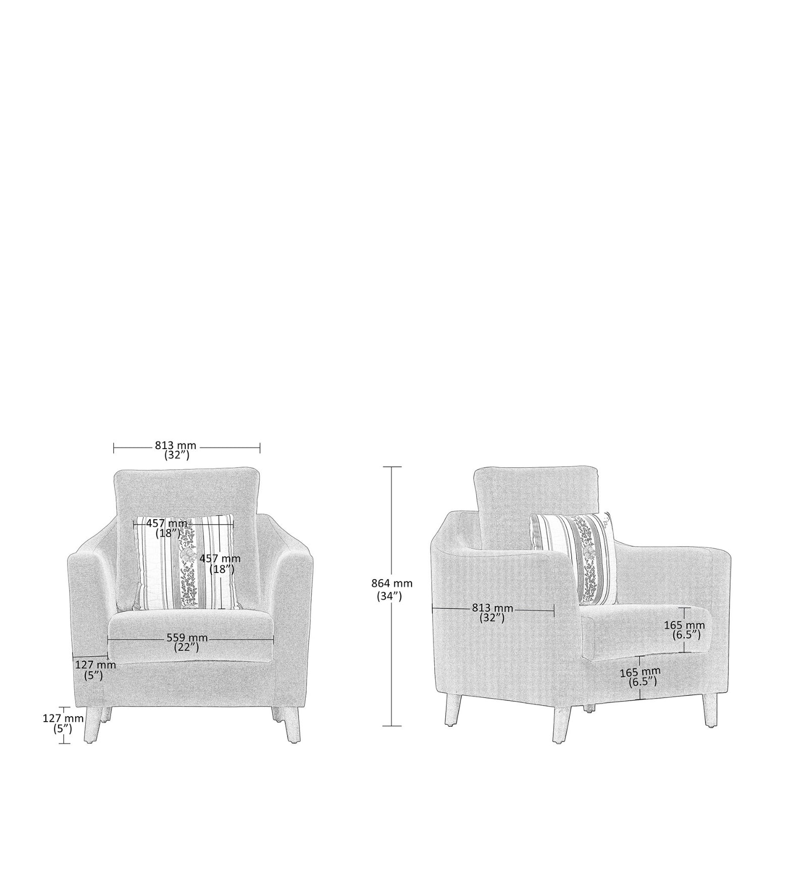 Cindy Fabric Arm Chair In Coffee Brown Colour - Febonic Living