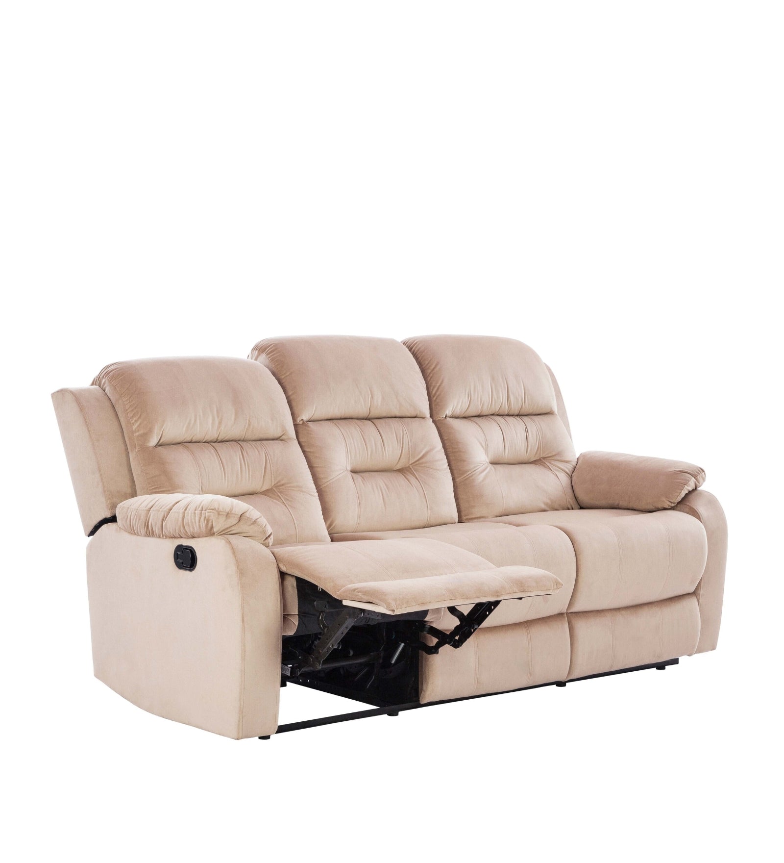 Yama Velvet 3 Seater Motorized Recliner In Camel Beige Colour - Febonic Living