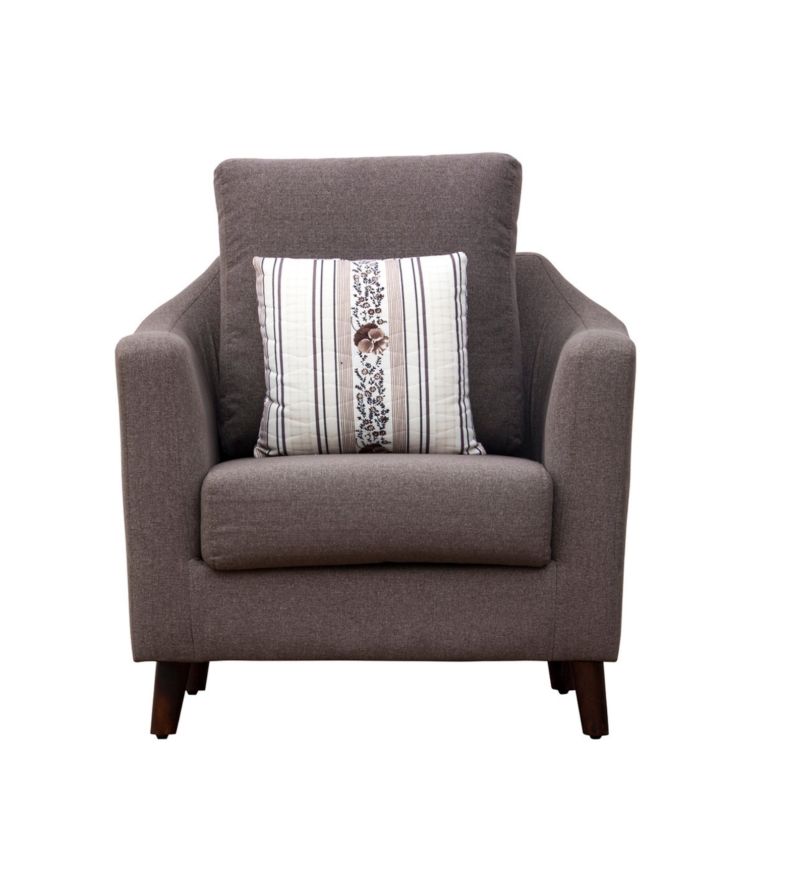 Cindy Fabric Arm Chair In Coffee Brown Colour - Febonic Living
