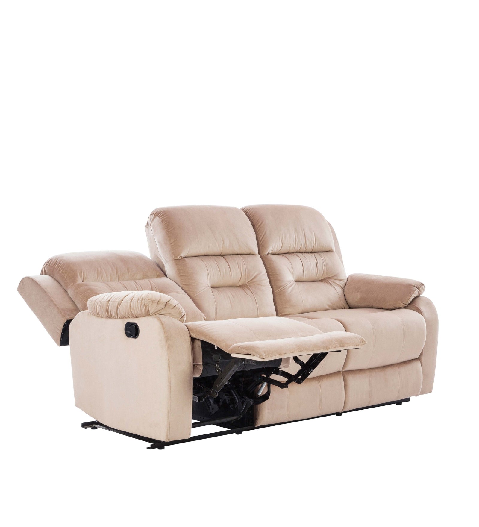 Yama Velvet 3 Seater Motorized Recliner In Camel Beige Colour - Febonic Living