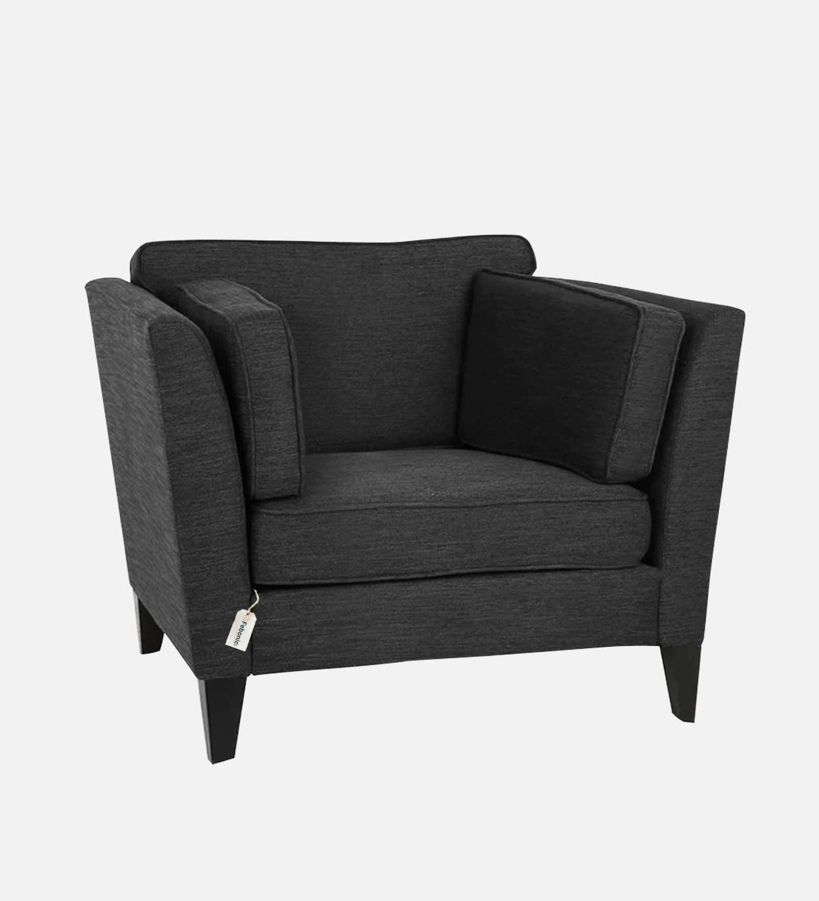 Nigar Fabric 1 Seater Sofa in Charcoal Grey Colour
