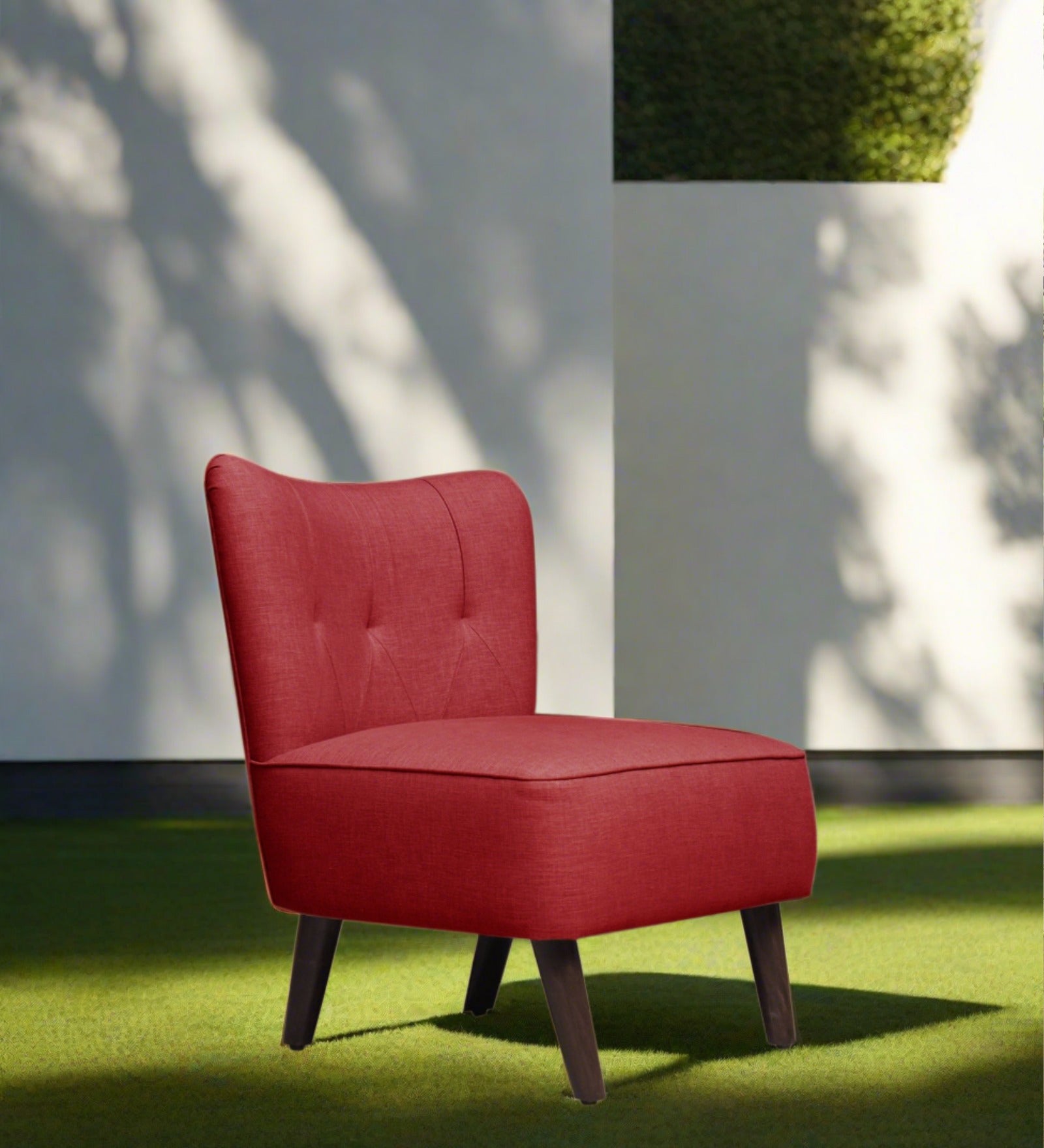 Lola Fabric Slipper Chair in Blood Maroon Colour - Febonic Living