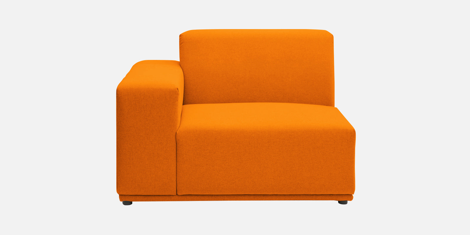Adam Fabric LHS Sectional Sofa (3+Ottoman Lounger) In Vivid Orange Colour - Febonic Living