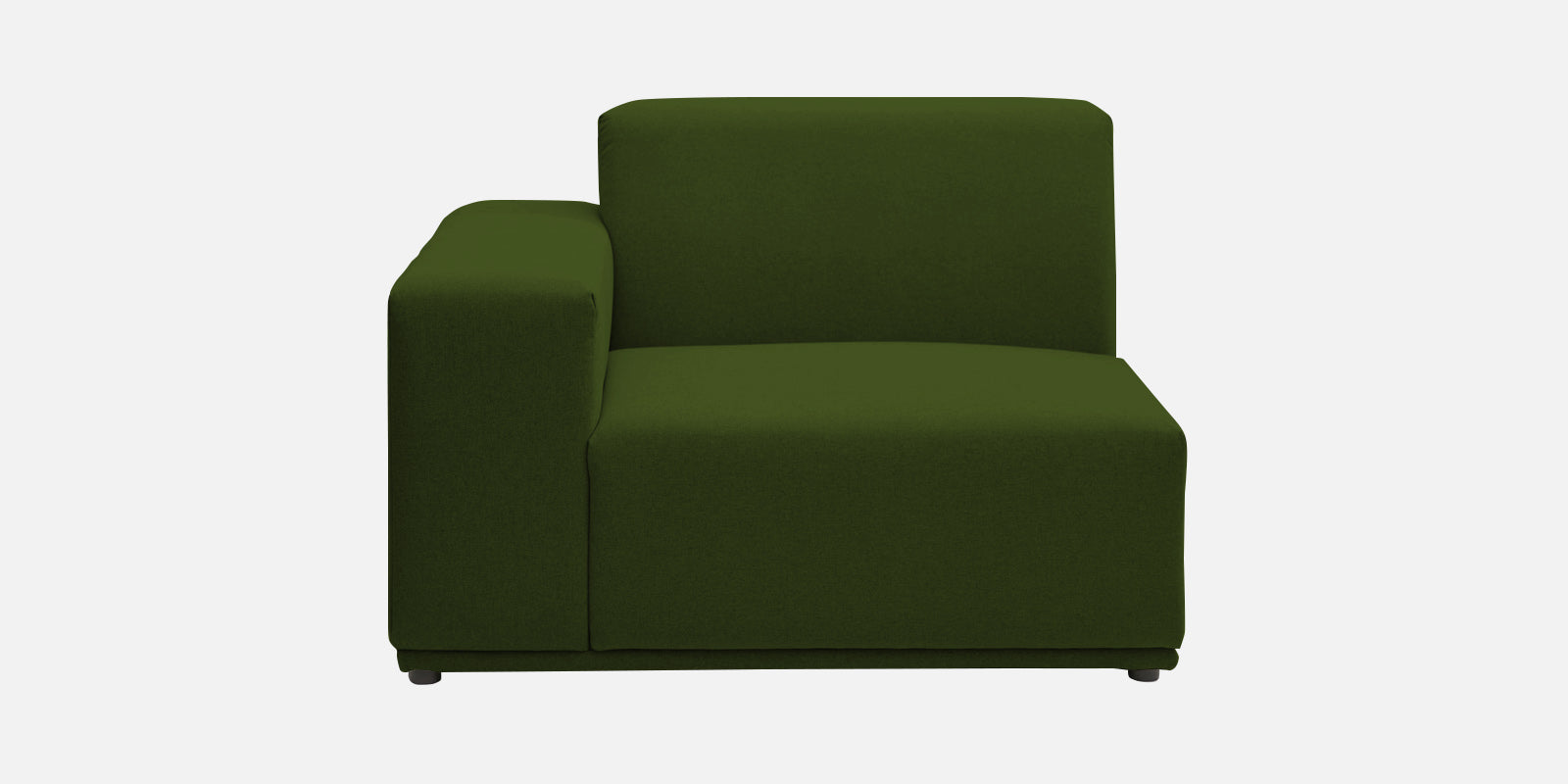 Adam Fabric LHS Sectional Sofa (3+Ottoman Lounger) In Olive Green Colour - Febonic Living