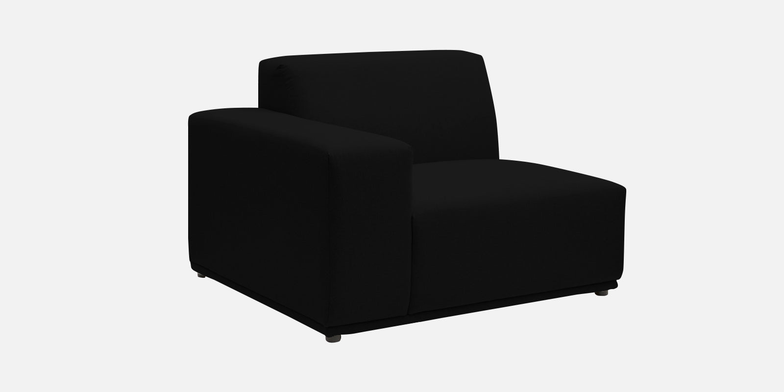 Adam Fabric LHS Sectional Sofa (3+Ottoman Lounger) In Zed Black Colour - Febonic Living