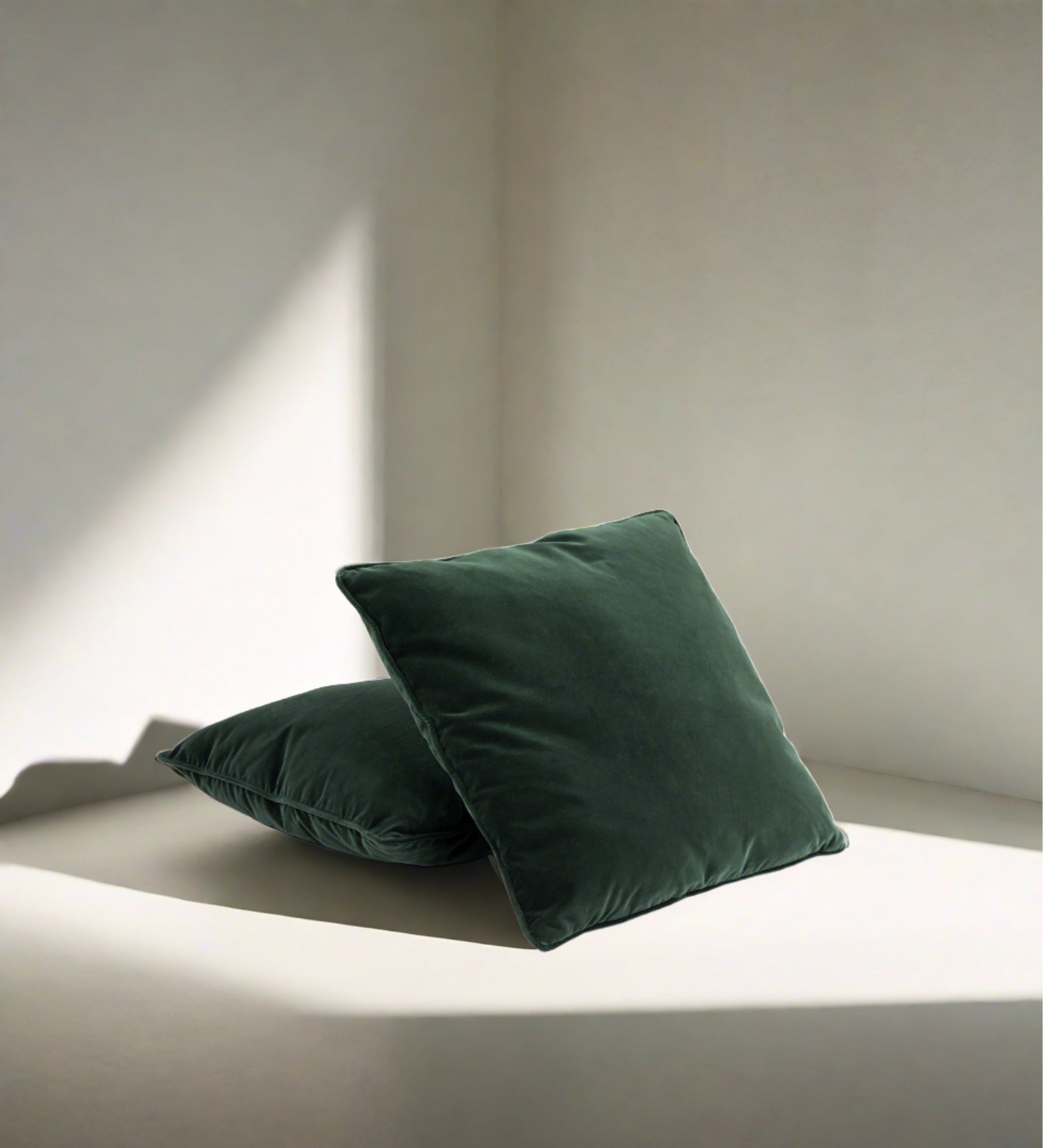 Lucca Velvet 20x20 inches Cushion + Covers (Pack of 2) In Amazon Green Colour