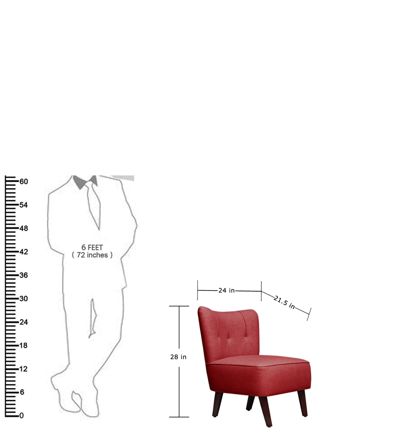 Lola Fabric Slipper Chair in Blood Maroon Colour - Febonic Living