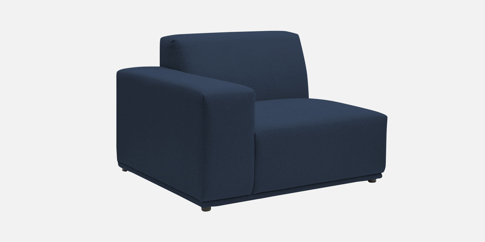 Adam Fabric LHS Sectional Sofa (3+Ottoman Lounger) In Denim Blue Colour - Febonic Living