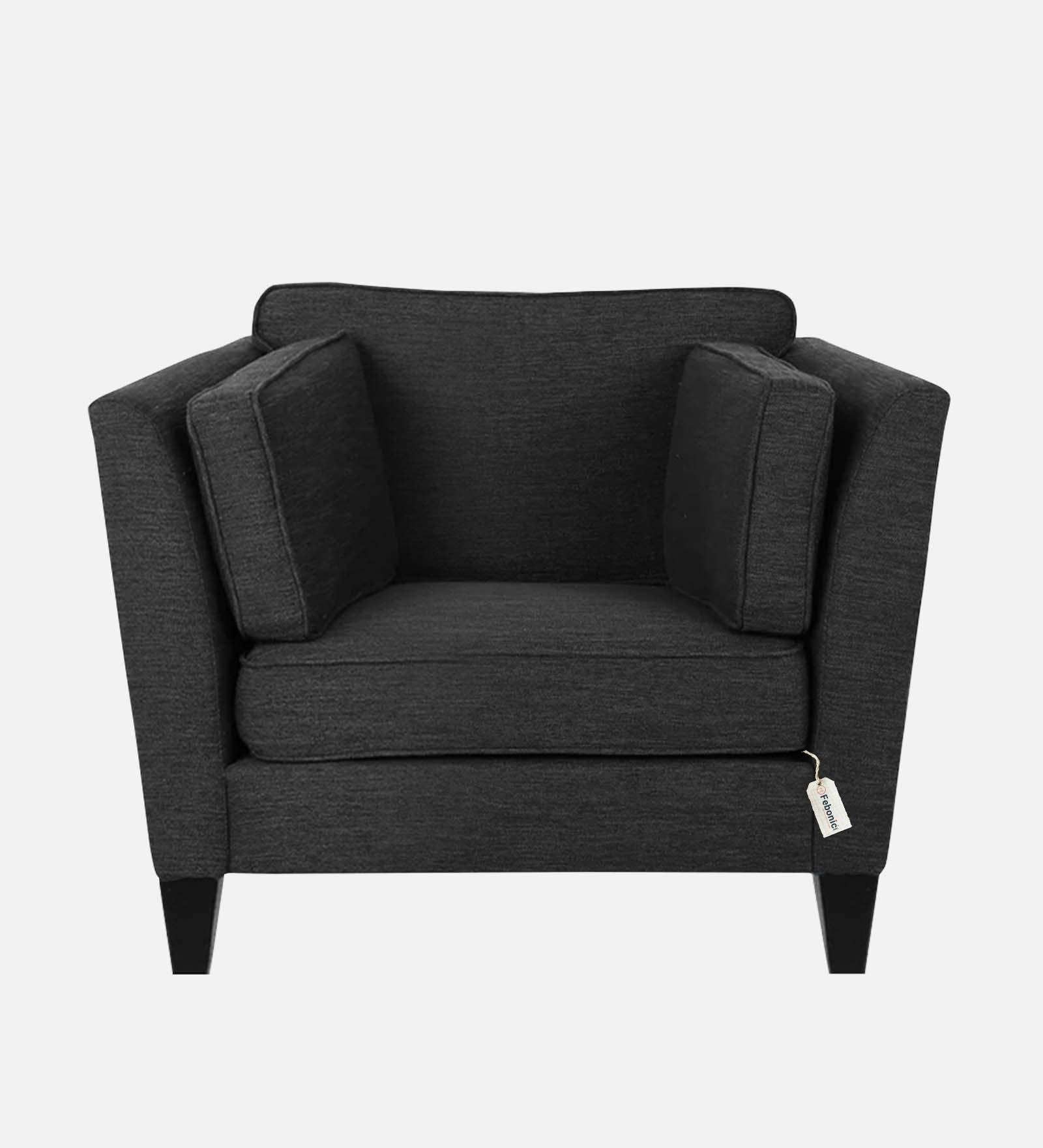 Nigar Fabric 1 Seater Sofa in Charcoal Grey Colour