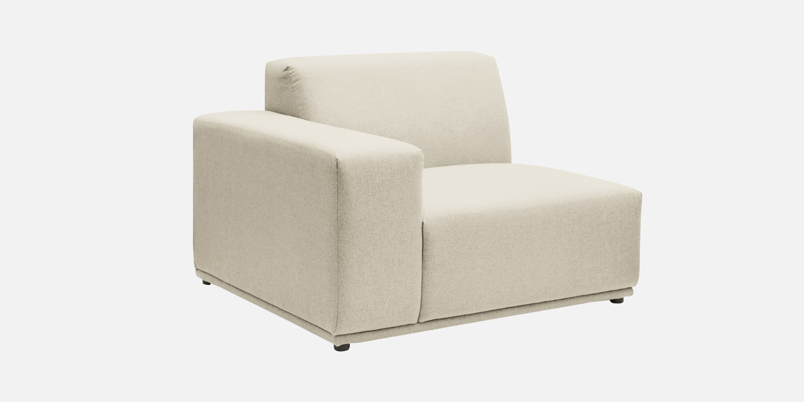Adam Fabric LHS Sectional Sofa (3+Ottoman Lounger) In Ivory Cream Colour - Febonic Living
