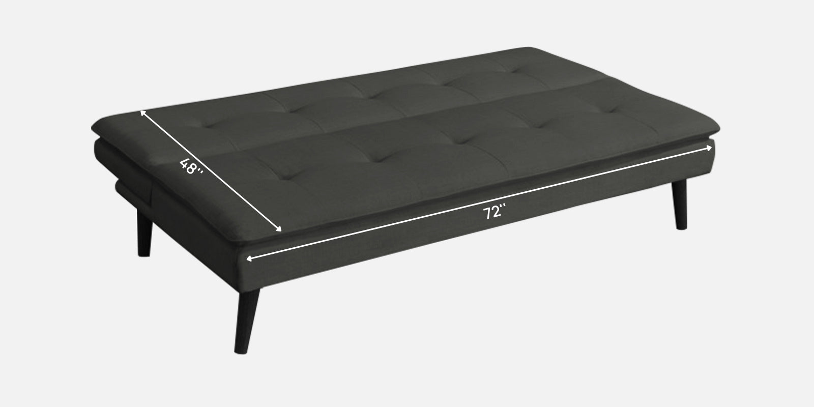 Toner Fabric 3 Seater Convertible Sofa Cum Bed In Charcoal Grey Colour