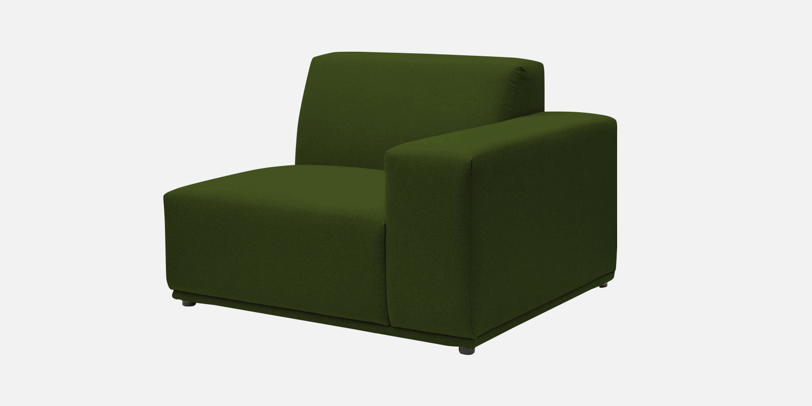 Adam Fabric RHS Sectional Sofa (3+Ottoman Lounger) In Olive Green Colour - Febonic Living