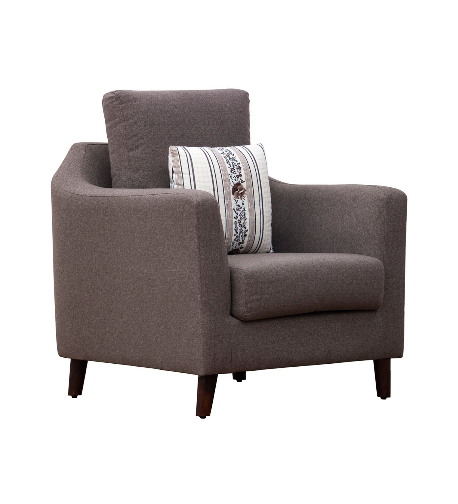 Cindy Fabric Arm Chair In Coffee Brown Colour - Febonic Living