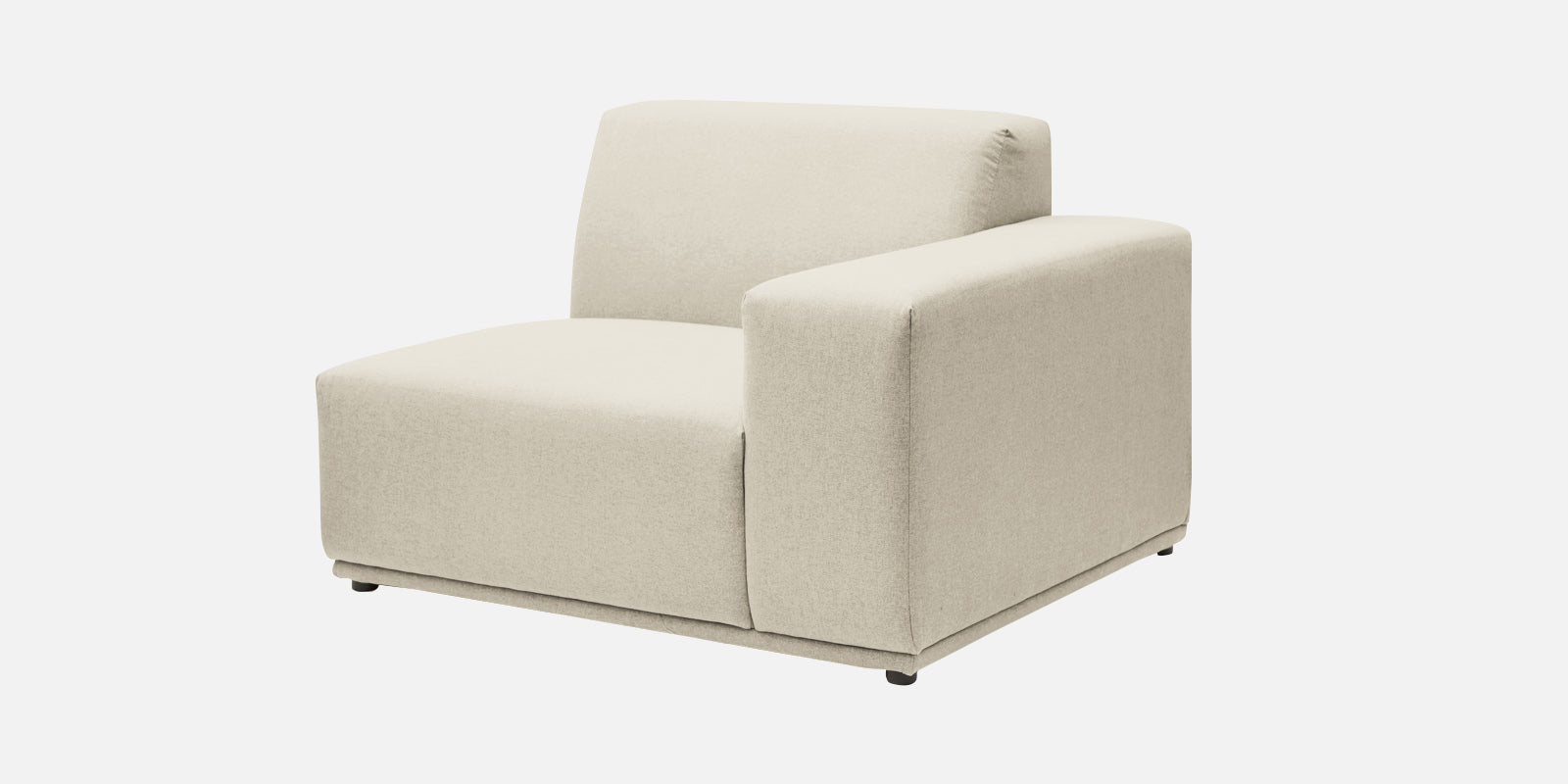Adam Fabric RHS Sectional Sofa (3+Ottoman Lounger) In Ivory Cream Colour - Febonic Living