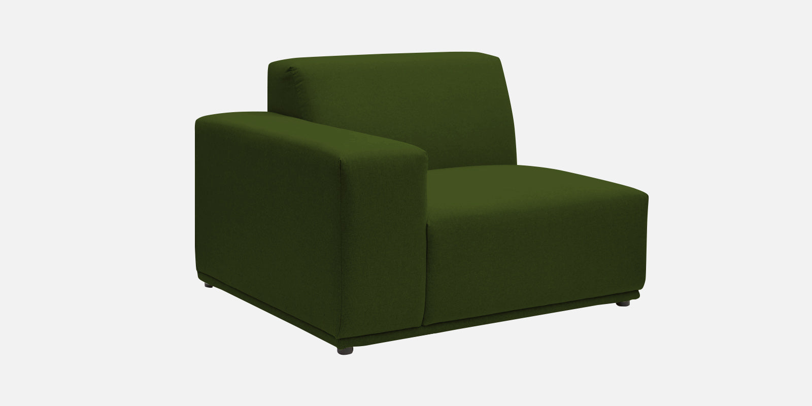 Adam Fabric LHS Sectional Sofa (3+Ottoman Lounger) In Olive Green Colour - Febonic Living