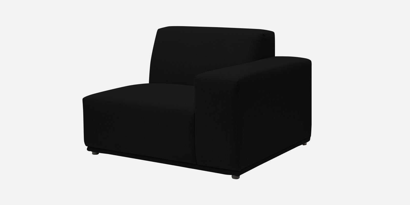 Adam Fabric RHS Sectional Sofa (3+Ottoman Lounger) In Zed Black Colour - Febonic Living