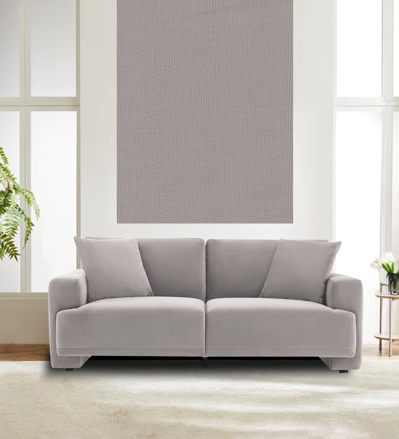 Velvet Mido Fabric Pearl Grey 156 Code - Febonic Living