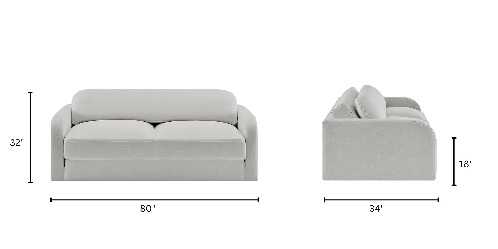 Rosa Fabric 3 Seater Foldable Sofa Cum Bed In Lit Grey Colour - Febonic Living