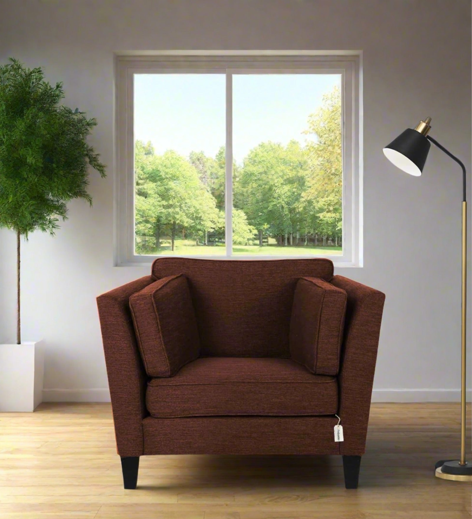 Nigar Fabric 1 Seater Sofa In Coffee Brown Colour - Febonic Living