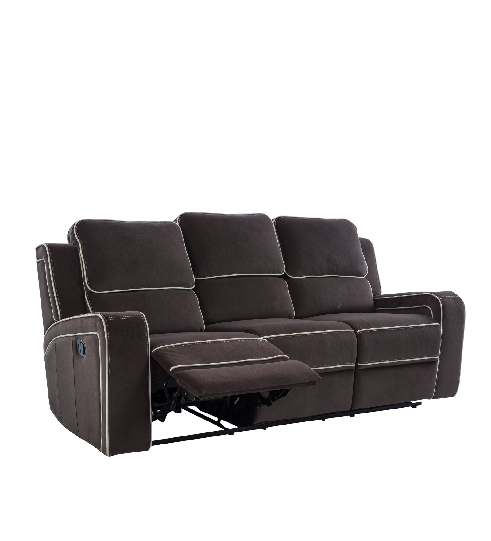 Wave Velvet 3 Seater Motorized Recliner In Mocha Brown Colour - Febonic Living