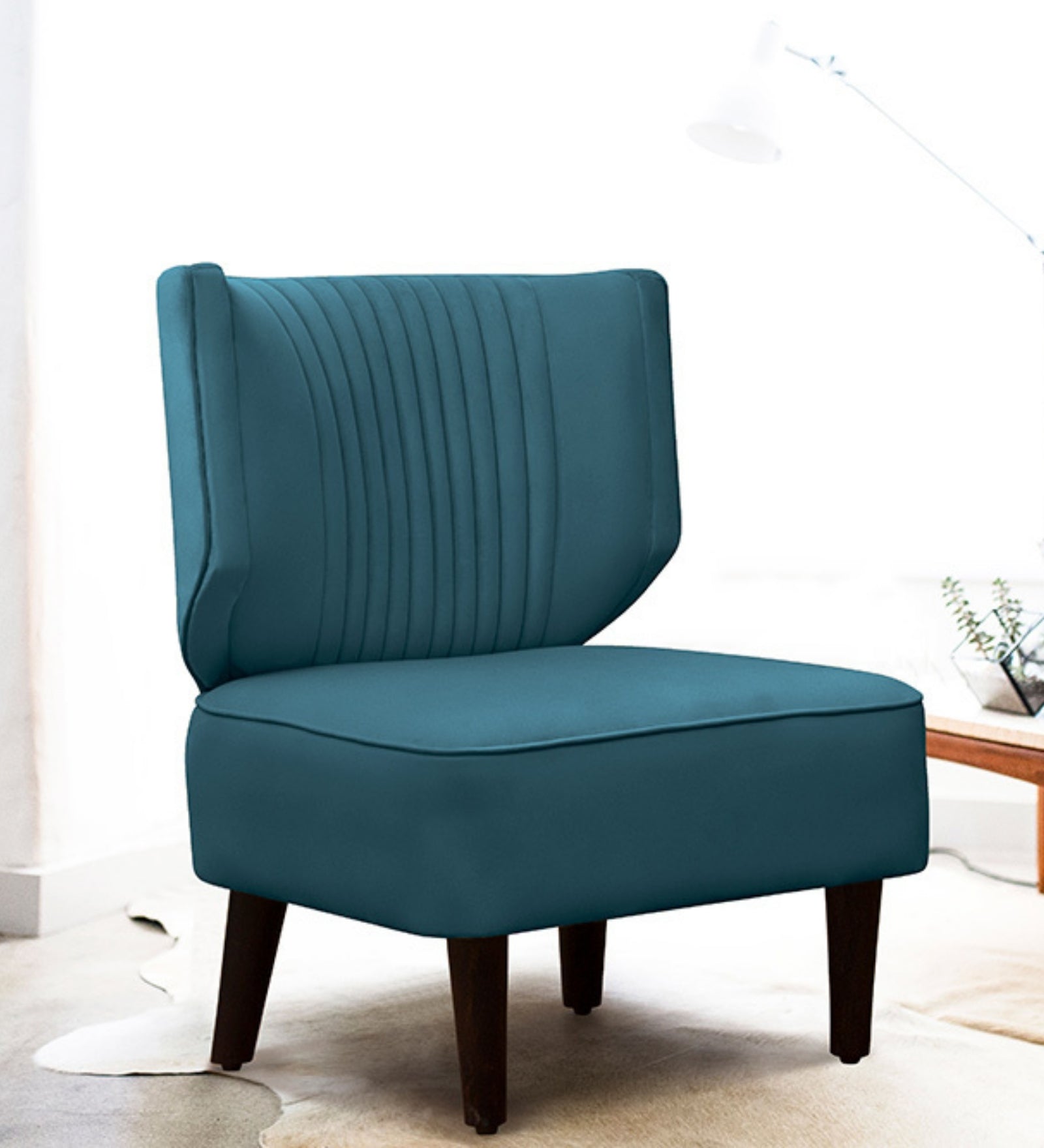 Robby Velvet Slipper Chair in Arabian Green Colour - Febonic Living