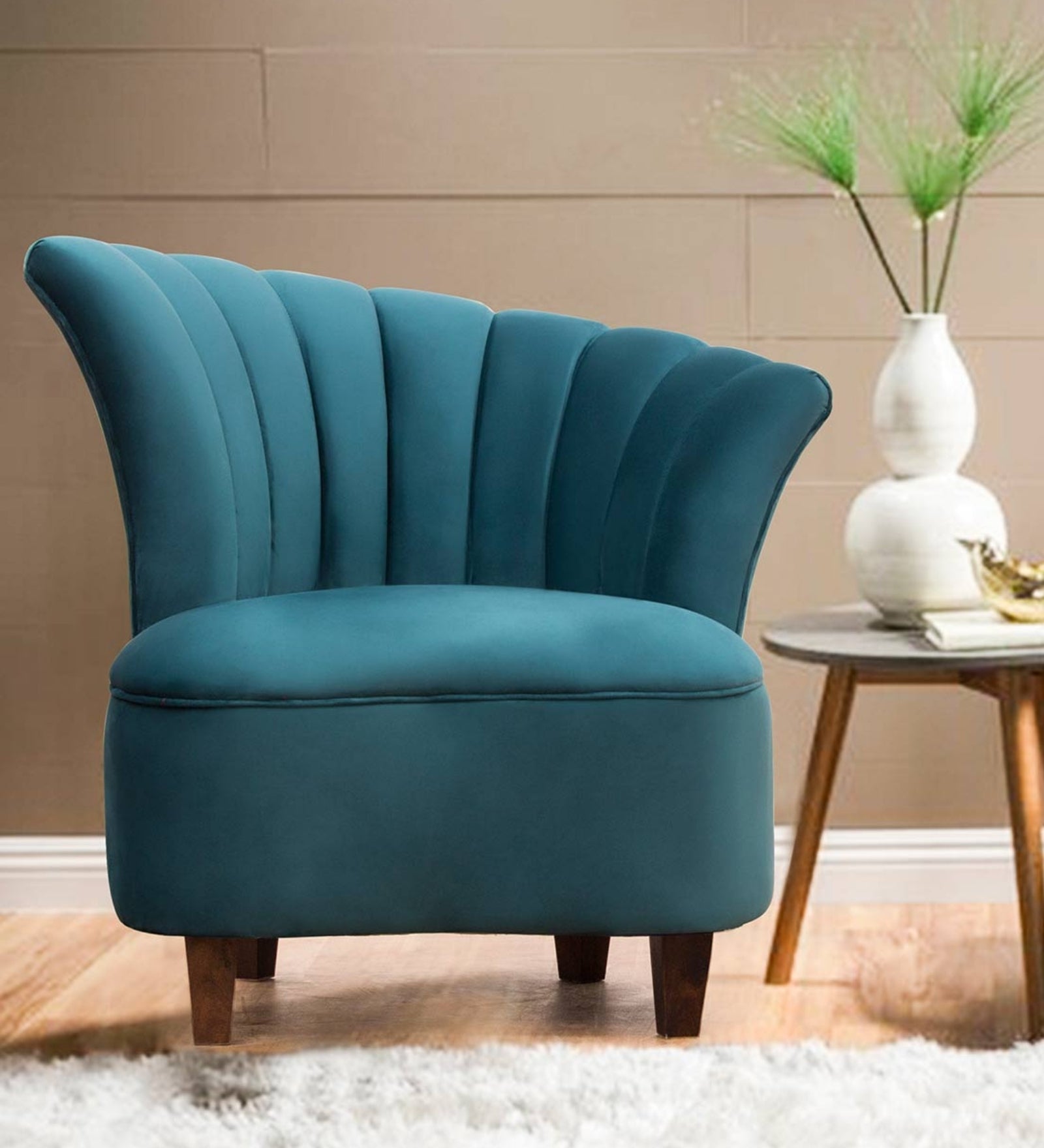 Davo Velvet Slipper Chair in Arabian Green Colour - Febonic Living