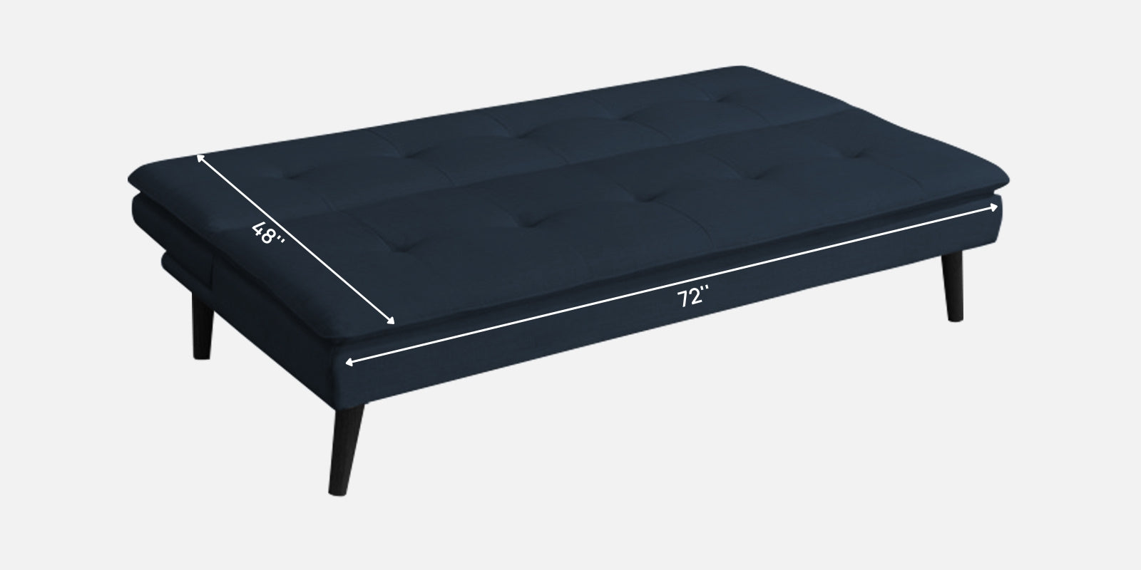 Toner Fabric 3 Seater Convertible Sofa Cum Bed In Denim Blue Colour