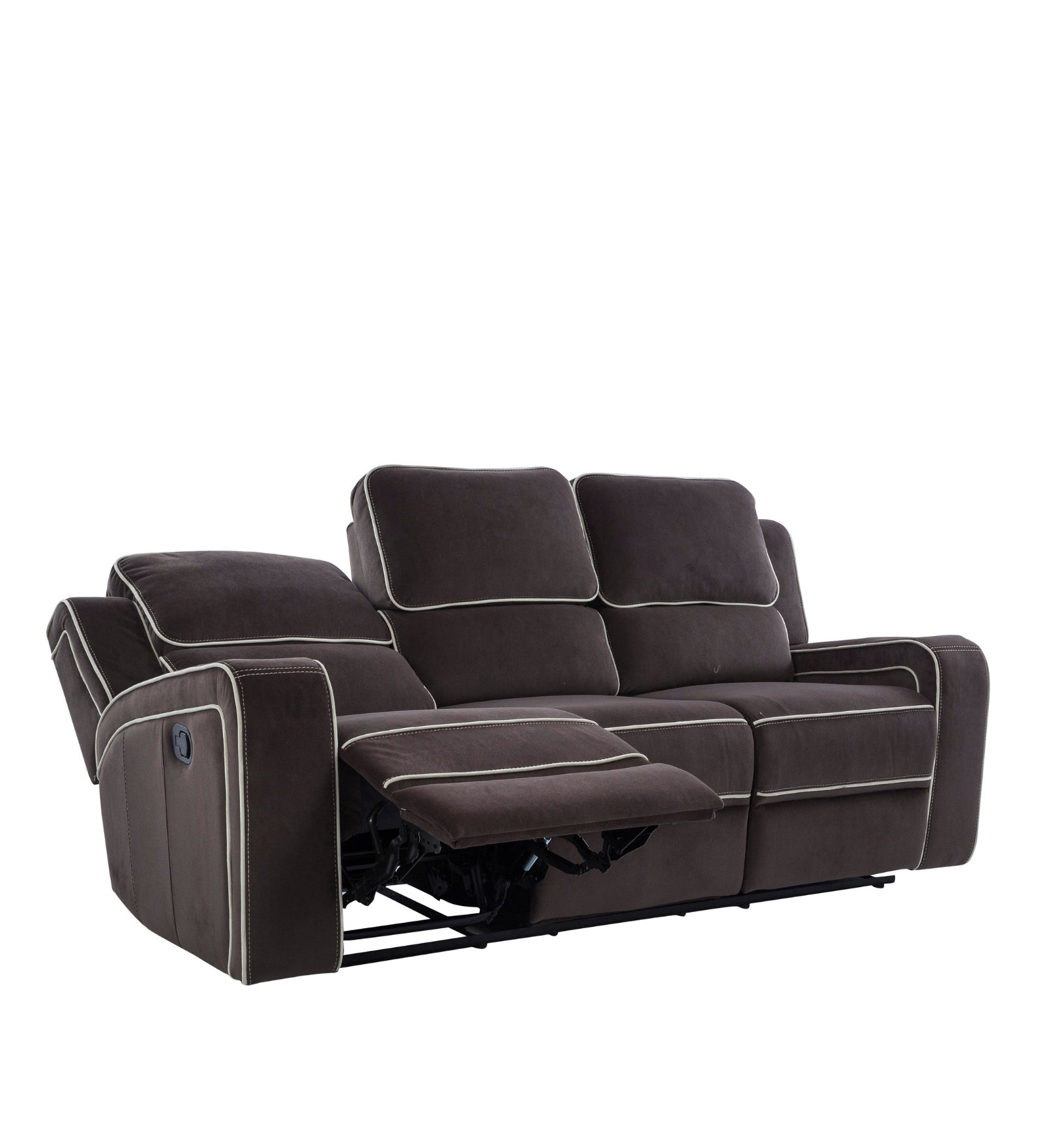 Wave Velvet 3 Seater Motorized Recliner In Mocha Brown Colour - Febonic Living