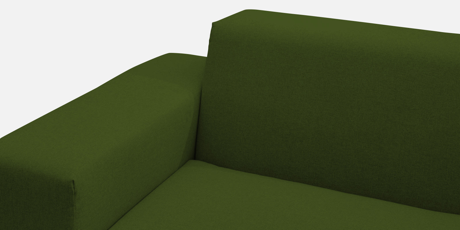 Adam Fabric LHS Sectional Sofa (3+Ottoman Lounger) In Olive Green Colour - Febonic Living